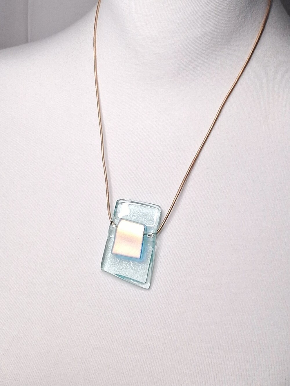 Necklace | Artisan Art Glass  | Aqua Blue Dichronic 
